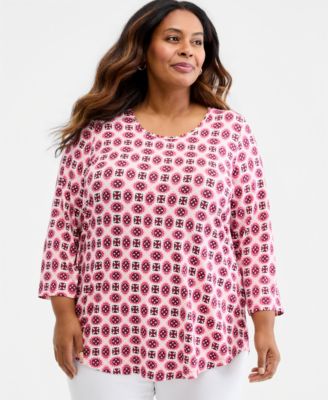 Plus Size Aria Tile 3/4-Sleeve