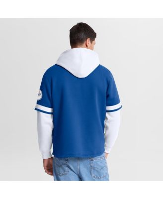 Men's Royal/White Los Angeles Dodgers Oversized Fire Speed Layered Hoodie