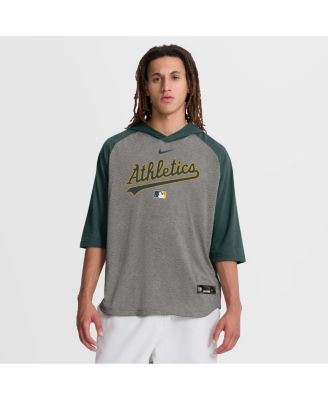 Men's Green Athletics Authentic Collection Flux Dri-FIT Raglan 3/4-Sleeve Hooded T-Shirt