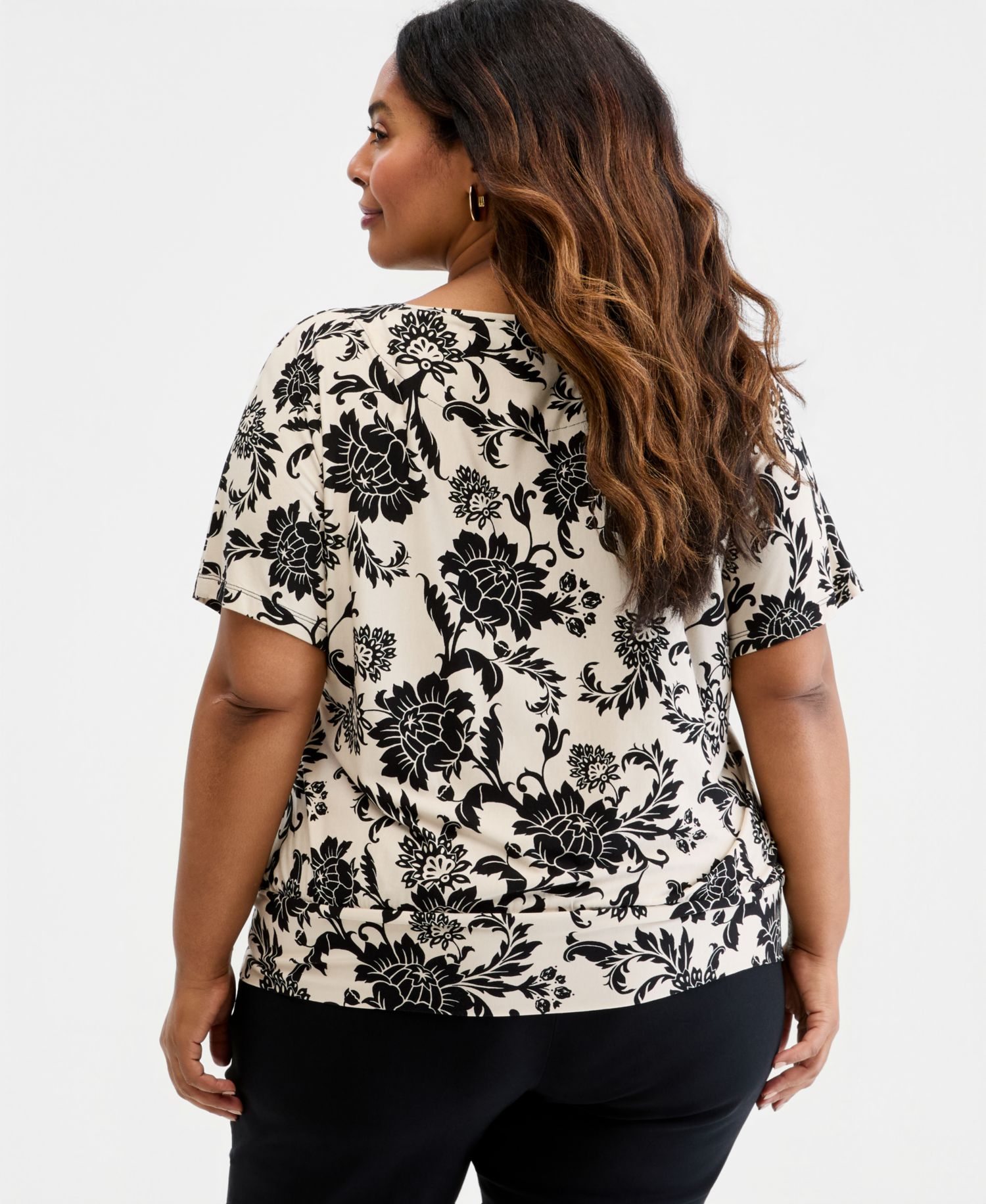 Petite Bianca Floral Banded-Hem T-Shirt