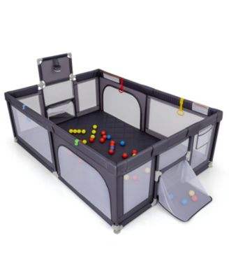 Extra Large Baby Play Yard with Basketball Hoop for Toddlers, Indoor Activity Playpen