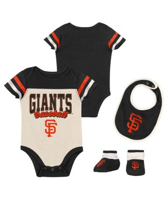 Baby Boys and Girls Black 3-Piece San Francisco Giants Up One Bodysuit and Bib Booties Set
