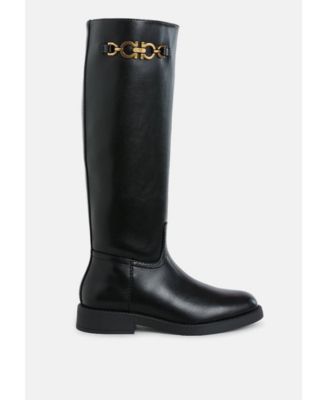 Womens Kiang Metal Chain Link Detail Calf Boots