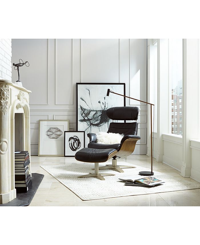 Furniture Annaldo Leather Swivel Chair, Swivel Armchairs For Living Room