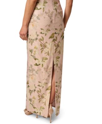 Women's Printed Jacquard Bead Square Neck Column Dress