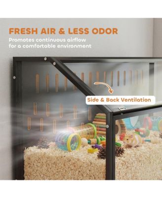 Hamster Cage with Storage Cabinet, Small Animal Cage with Acrylic Panels