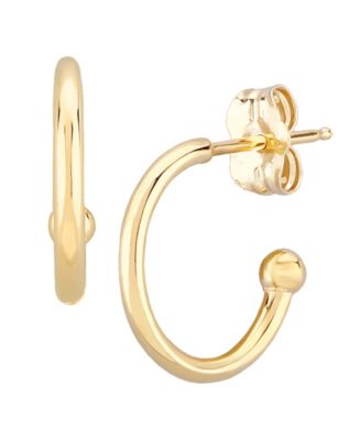 Pearl (6 mm) Drop Hoop Earrings Set in 14k Yellow Gold