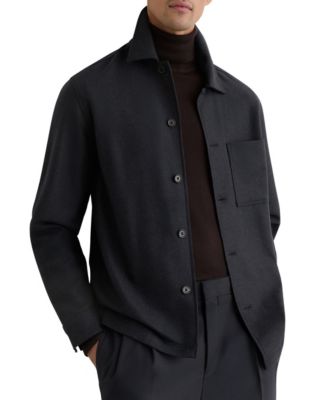 Men's Wool-Blend Patch-Pocket Overshirt