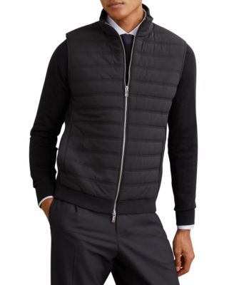 Men's Funnel-Neck Quilted Knit Gilet