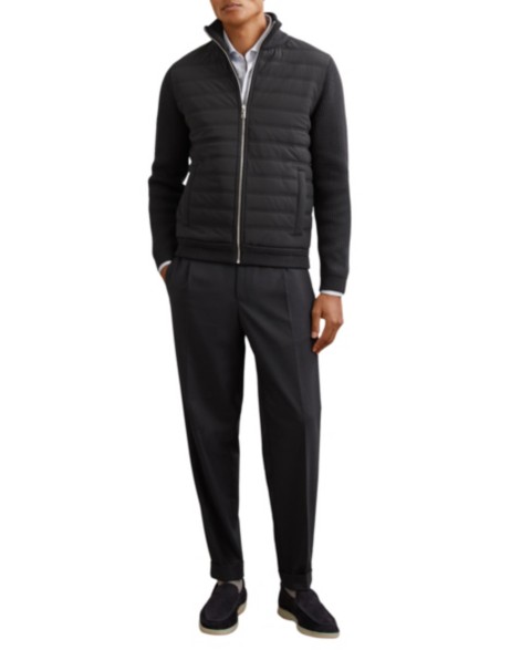 Мужские REISS Men's Townsend Quilted Rib-Knit Funnel-Neck Jacket