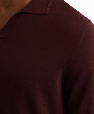 Men's Merino Wool Open Collar Polo Shirt