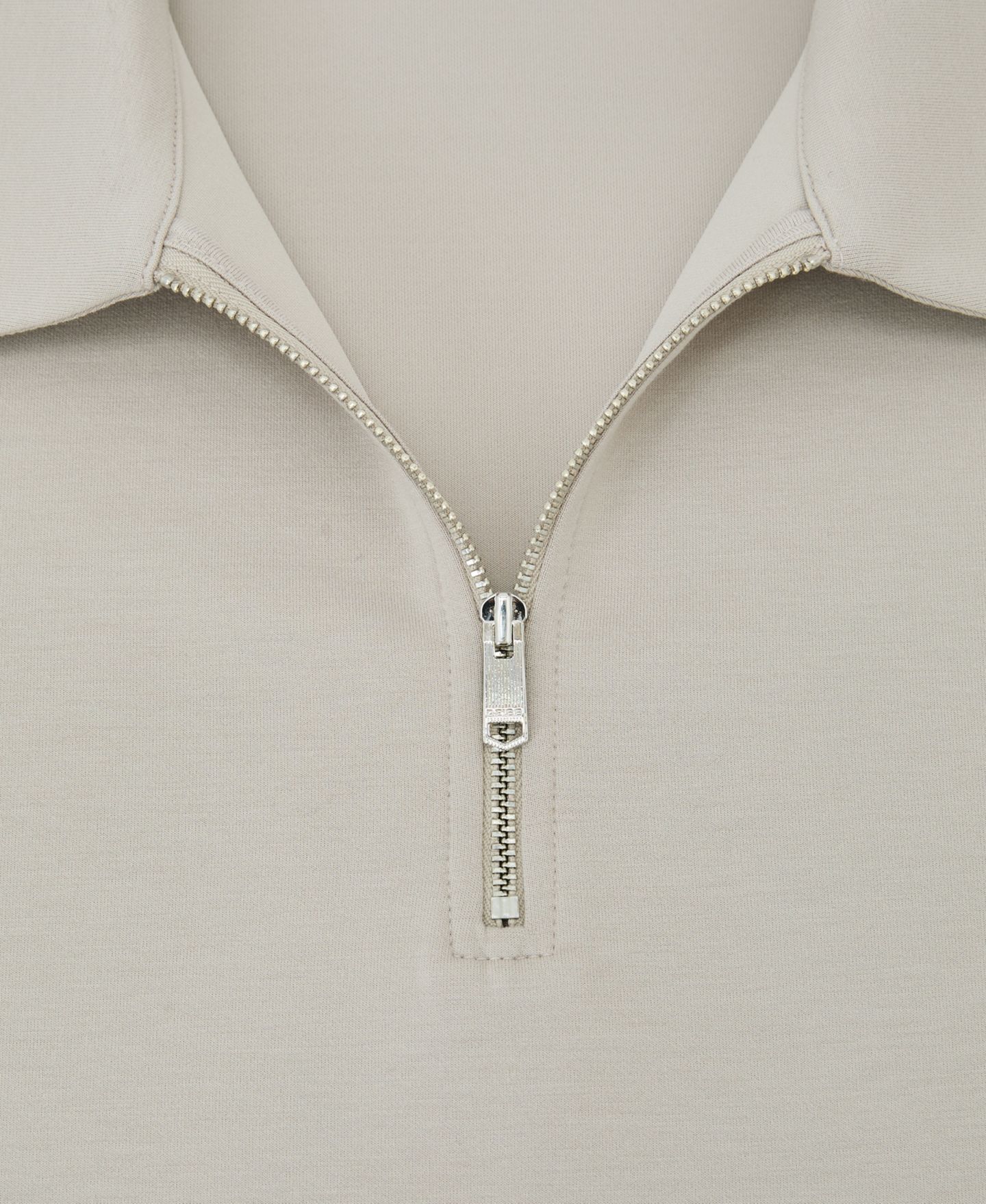 Мужское поло REISS Lord Premium Interlock Half-Zip Polo Shirt, цвет: Серо-бежевый — фото 3