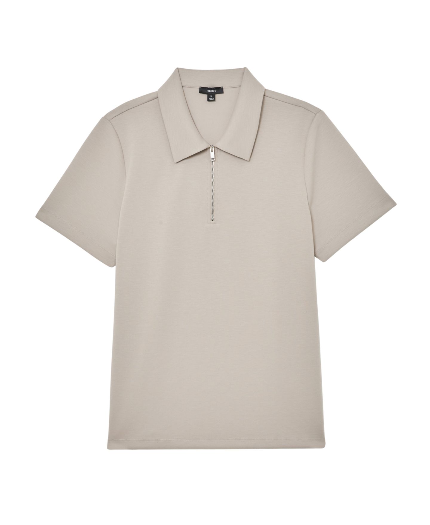 Мужское поло REISS Lord Premium Interlock Half-Zip Polo Shirt, цвет: Серо-бежевый — фото 5