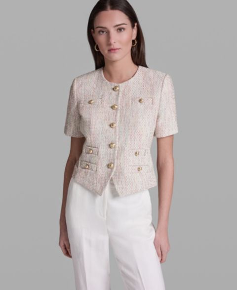 Женские куртки BCBG Short-Sleeve Crewneck Jacket