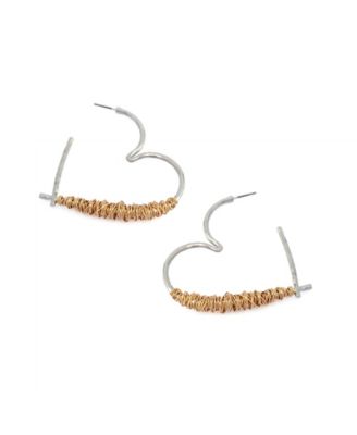 Two-Tone Heart Large Hoop Earrings