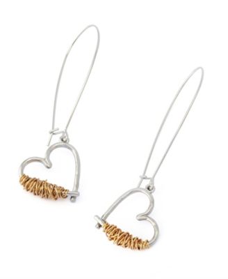 Two-Tone Heart Dangle Earrings