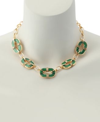 Malachite Link Reversible Bib Necklace