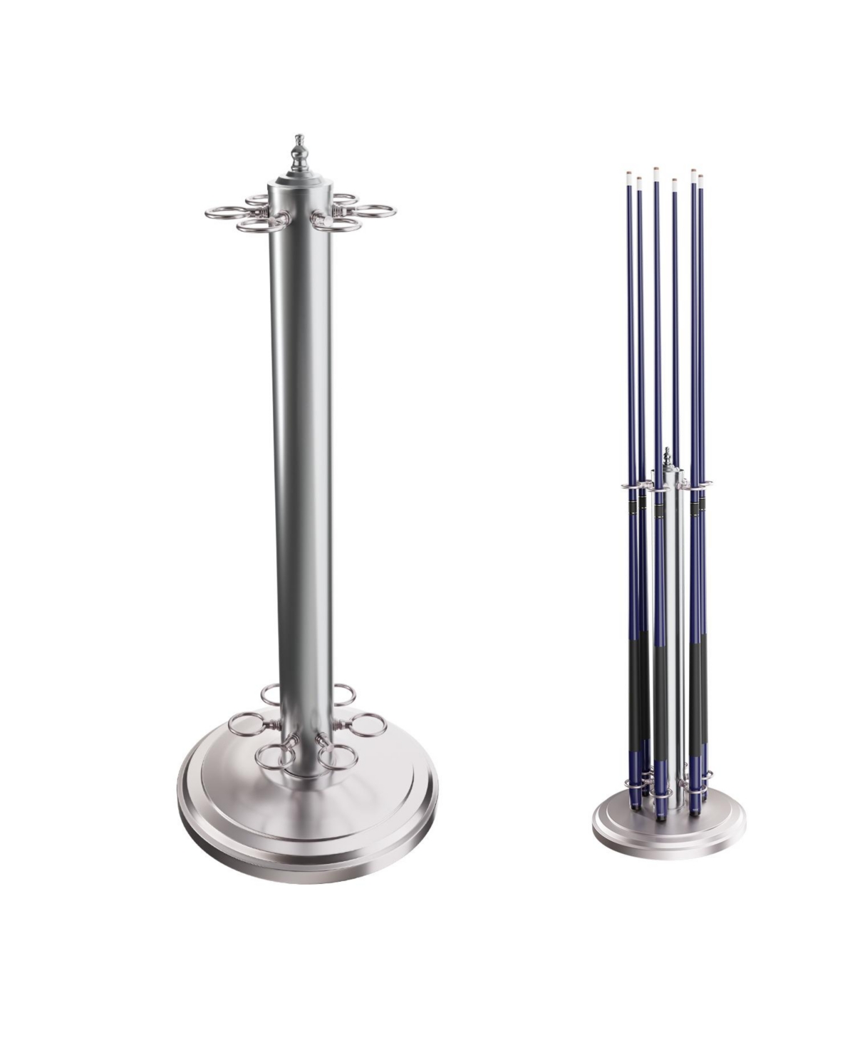 Gse Games  Sports Expert Metal 6 Floor Stand Pool Cue Rack Billiard Pool Cue Rack Only Stand Style Cue Rack  Brushed nickel