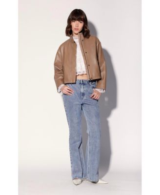 Women's Roman Funnel-Neck Lamb Leather Jacket