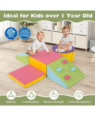 6-Piece Toddler Soft Play Set with Climbing Triangle & Ramp