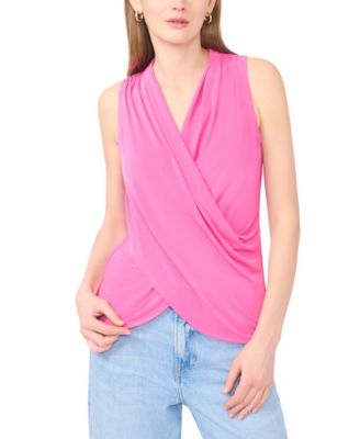 Women's Crossover Wrap-Front Sleeveless Top