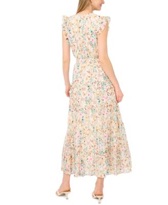 Women's V-Neck Ruffle Detail Tiered Dress