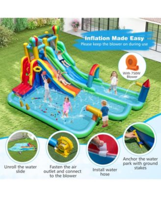Giant Inflatable Water Slide Park Bounce House with 750W Blower Included