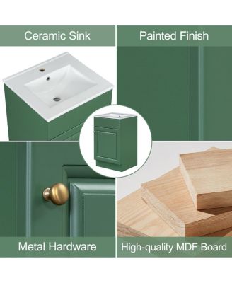 20'' Bathroom Vanity with Sink, Painted MDF Cabinet, Soft Close Door, Adjustable Shelf & Organizer for Small Spaces