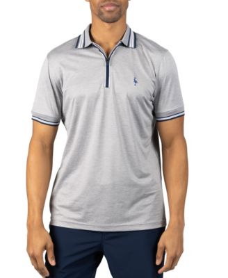 Men's Quarter Zip Mesh Performance Polo with Stripe Tipping