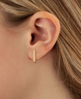 Flat Bar Stud Earrings Set in 14k Yellow or Rose Gold