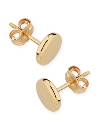 Flat Round Stud Earrings Set in 14k Yellow Gold (8mm)