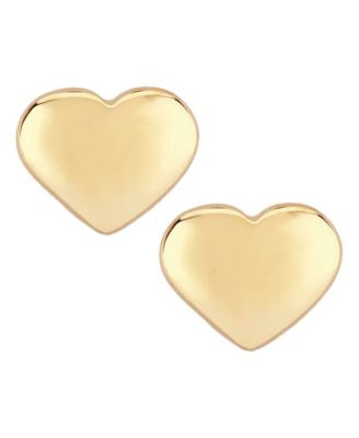 Flat Heart Stud Earrings Set in 14k Gold (8mm)