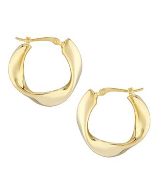 Flat Twist Hoop Earrings Set in 14k Gold