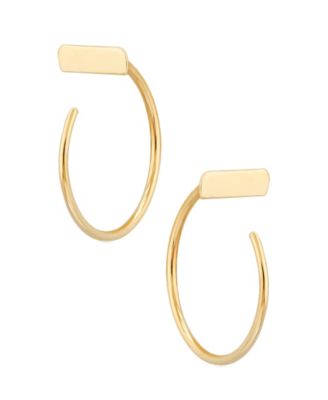 Bar Hoop Earrings Set in 14k Gold