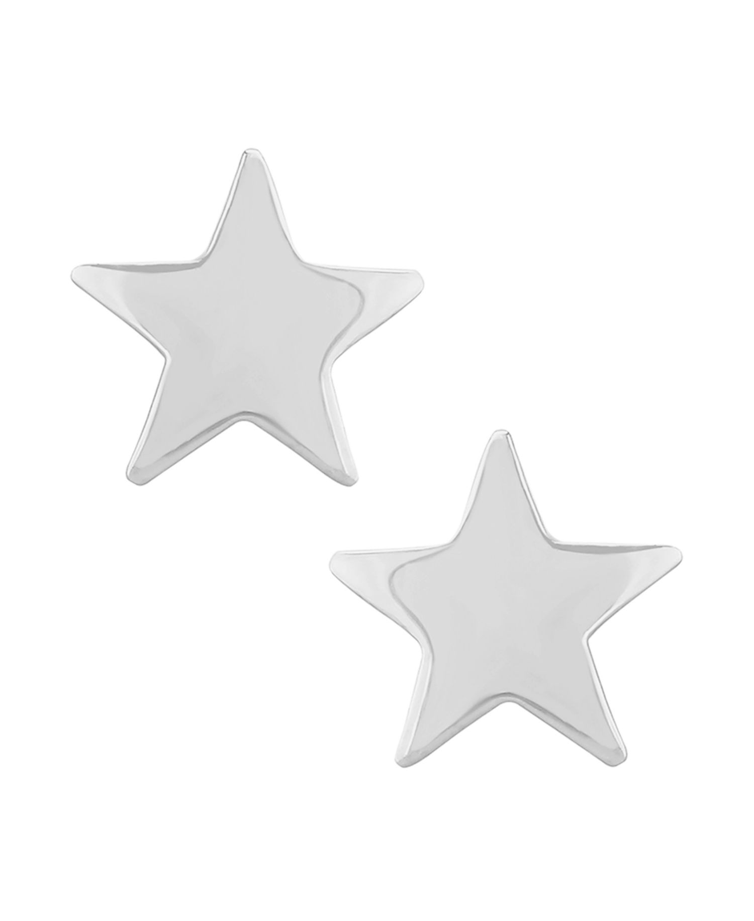 Flat Star Stud Earrings Set in 14k White Or Yellow Gold