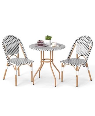 3-Piece Outdoor Bistro Set with Wicker Table & 2 Chairs