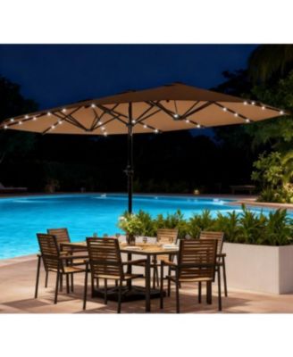 with Base,Patio Parasol with LED Solar