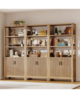 70.9'' Tall Wooden Bookshelf - Stylish Bookcase with Storage Cabinet and Doors