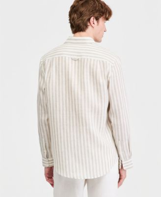 Men's Long-Sleeve Lino Stripe Linen Shirt