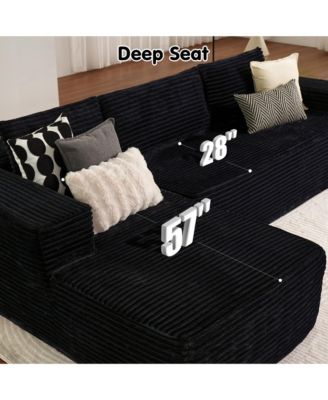 104" No Assembly Required Cloud Sectional Sofa, L-Shape Couch Chaise Lounge with Deep Seat and Wide Armrest for Living Room Bedroom