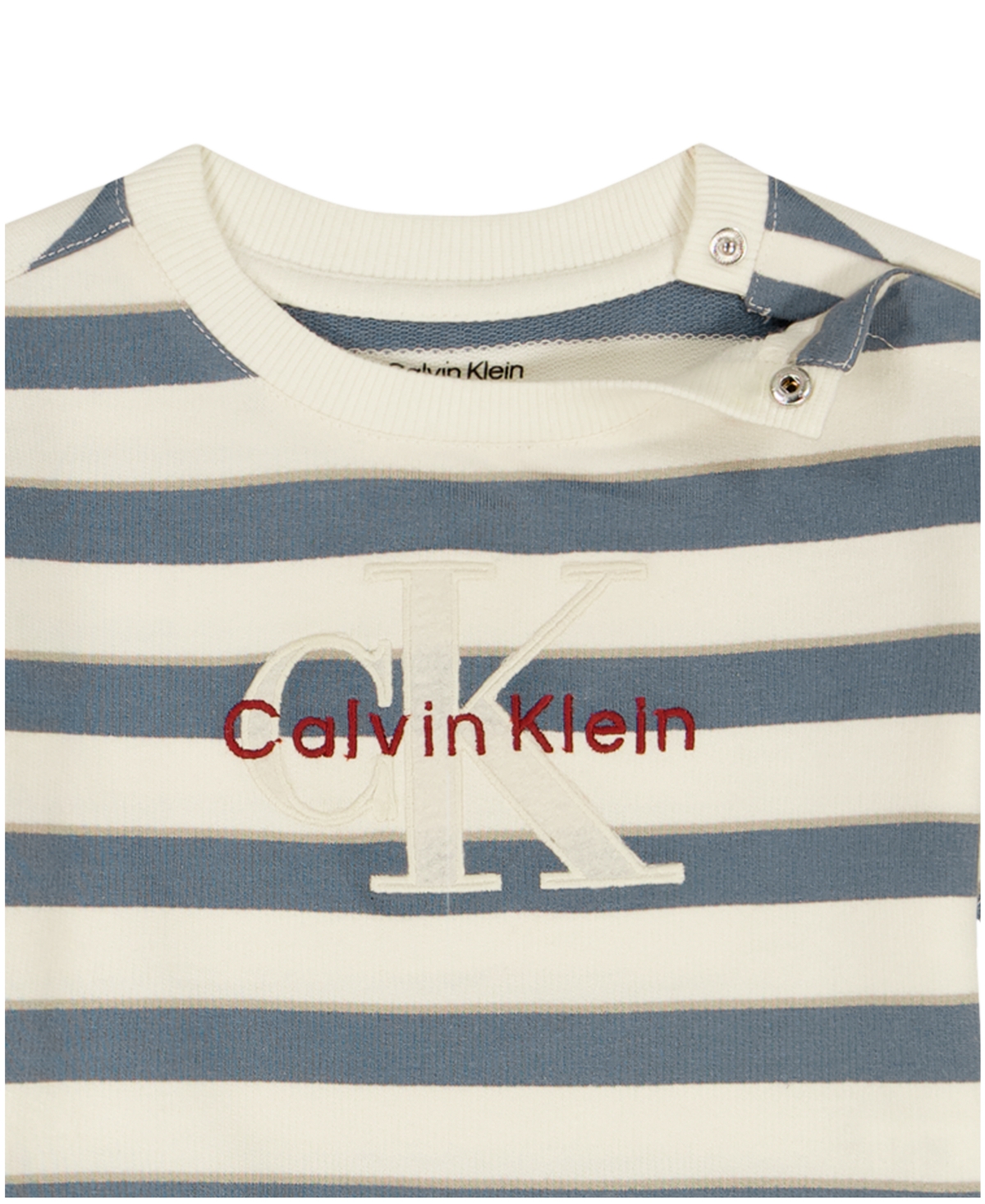 Calvin Klein Baby Boys' French Terry Striped Crewneck Romper