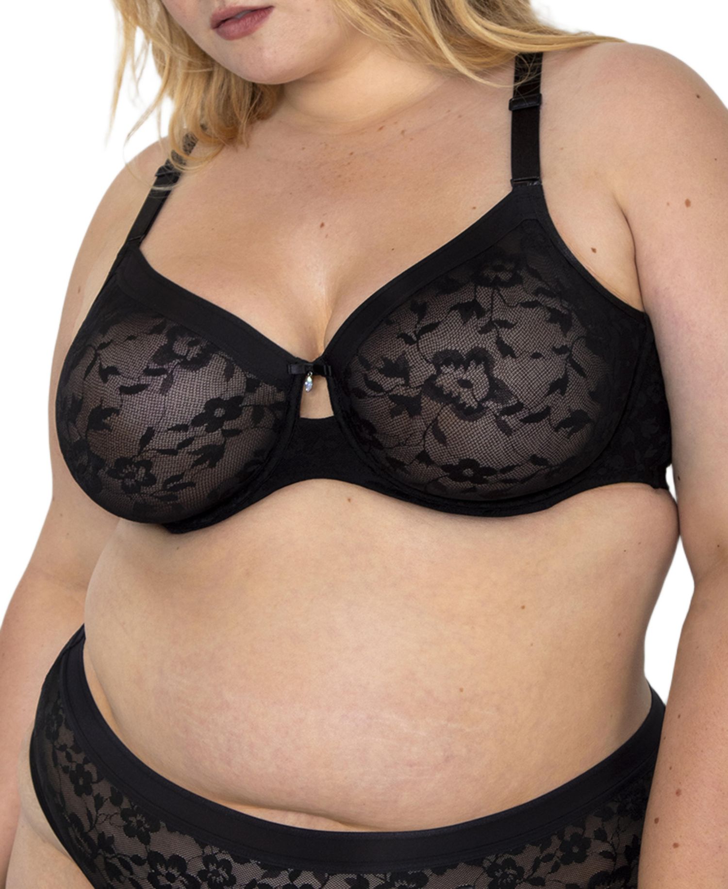 Women's No Show Lace Unlined Underwire Bra