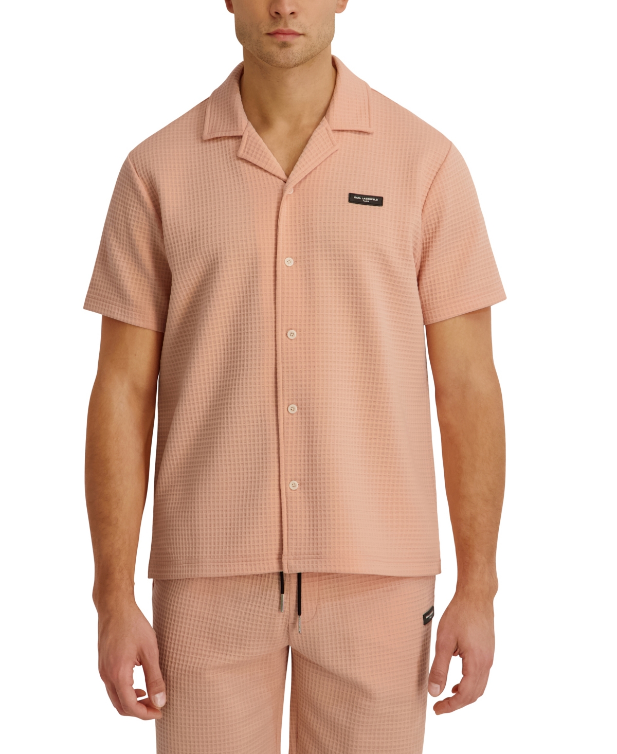 Karl Lagerfeld Paris Men's Textured Knitted Short-Sleeve Shirt