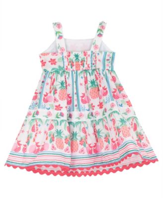 Baby Girls' Sleeveless Floral-Print Dress with Diaper Cover