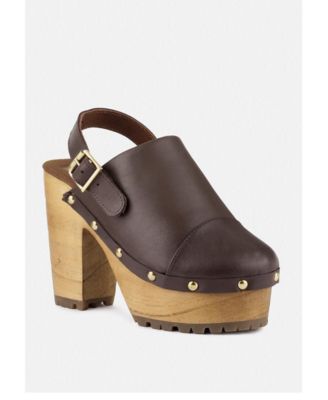 Rag and Co Womens Alona Slingback High Block Heeled Clogs