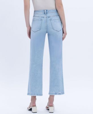 Women's High Rise Crop Slim Wide Leg Jeans
