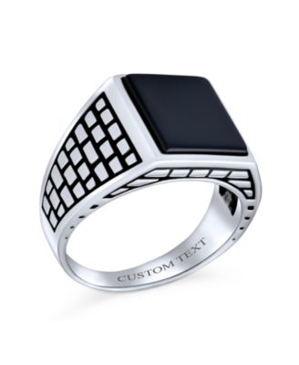 Brick Accent Statement Rectangle Natural Onyx Signet Ring