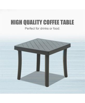 Outdoor Lounge Chair Set, Aluminum Plastic Patio Chaise Lounge with Side Table & 5 Position Adjustable Backrest & Wheels