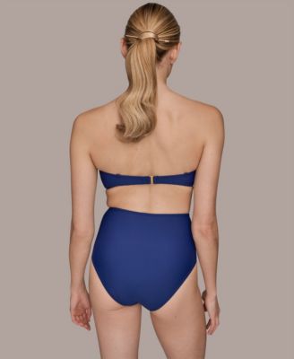 Donna Karan Women's Shirred Bandeau Bikini Top and Bottoms