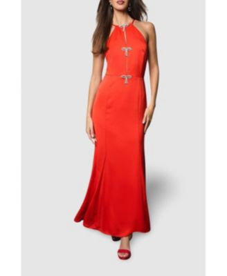 Women's Diamante Bow Halter Maxi Dress